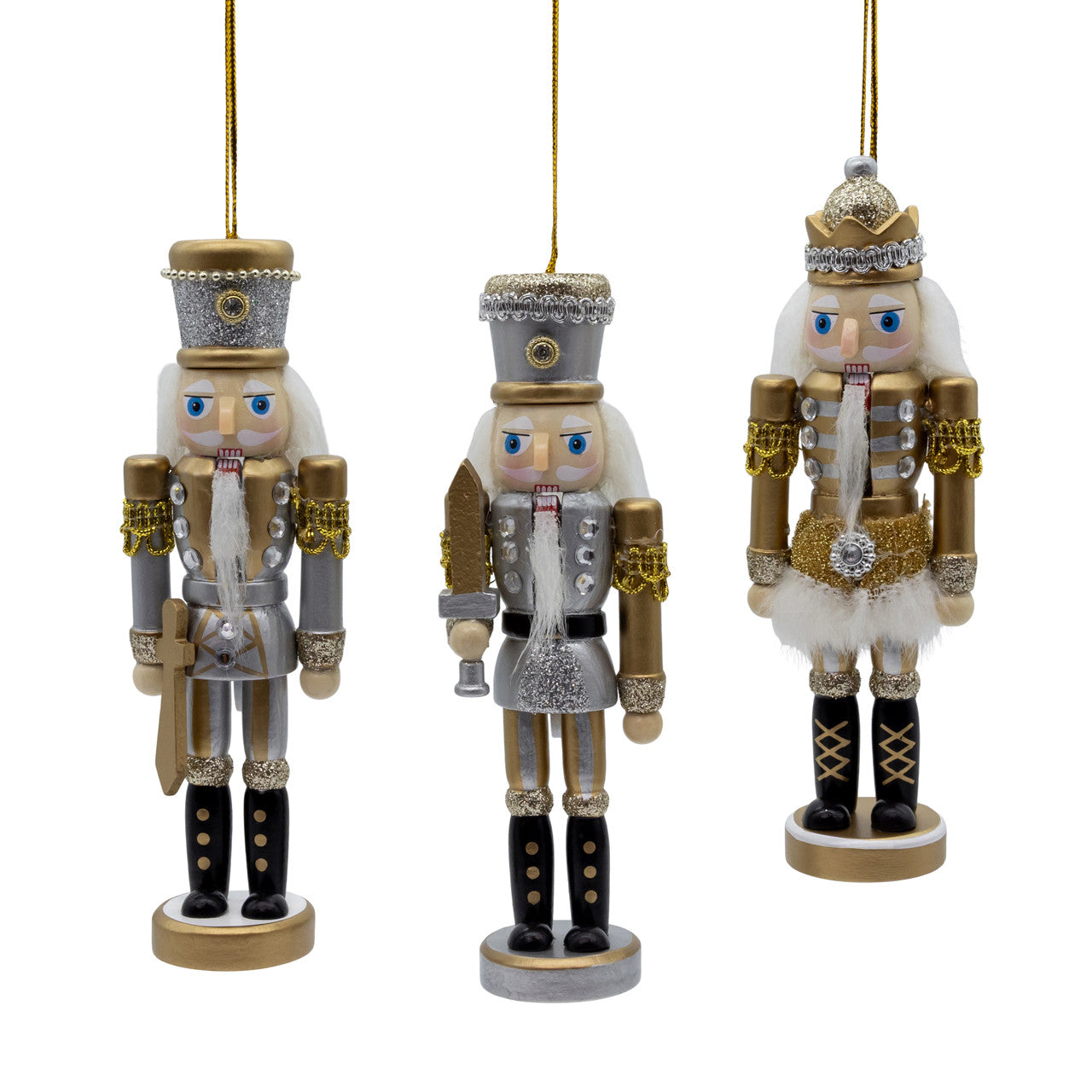 6" Silver & Gold Nutcracker Ornaments