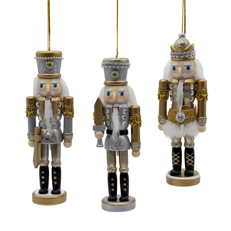 6" Silver & Gold Nutcracker Ornaments