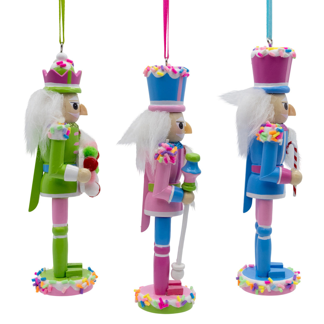 6" Green, Blue & Pink Nutcracker Ornaments