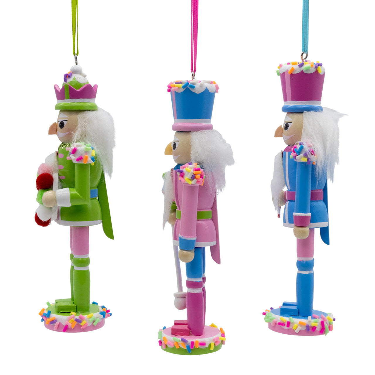 6" Green, Blue & Pink Nutcracker Ornaments