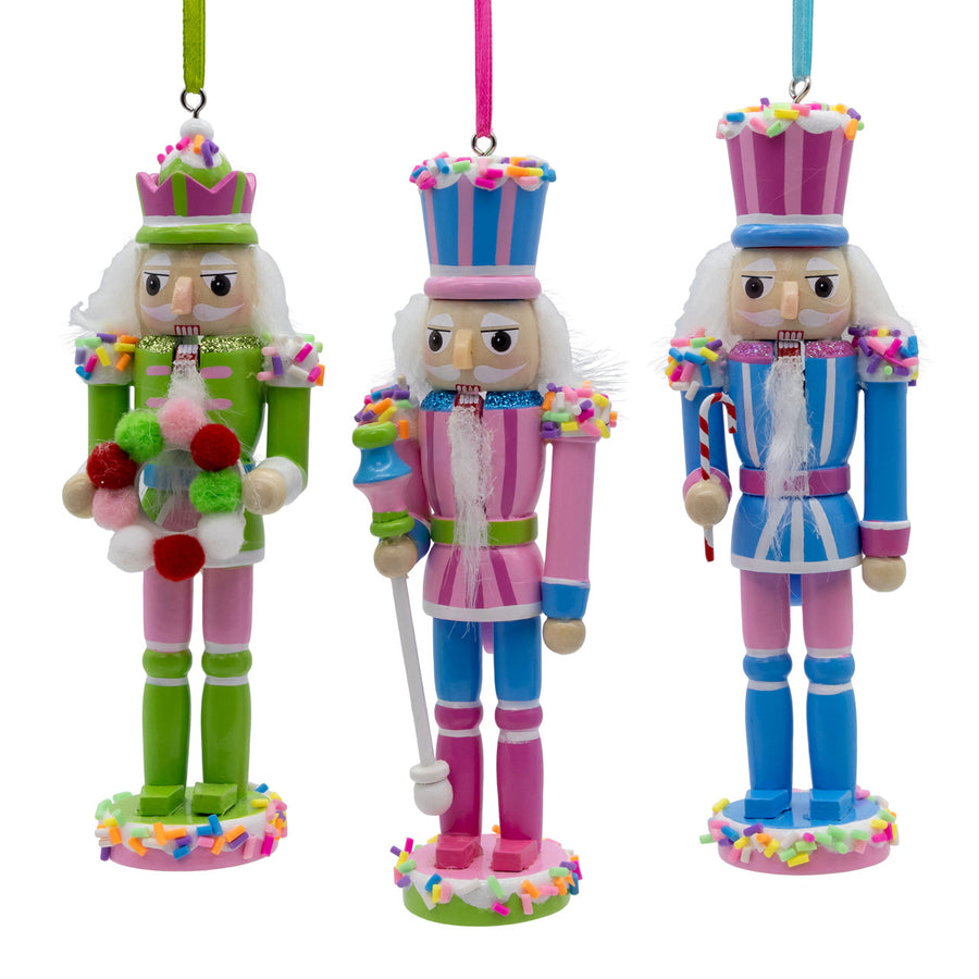 6" Green, Blue & Pink Nutcracker Ornaments