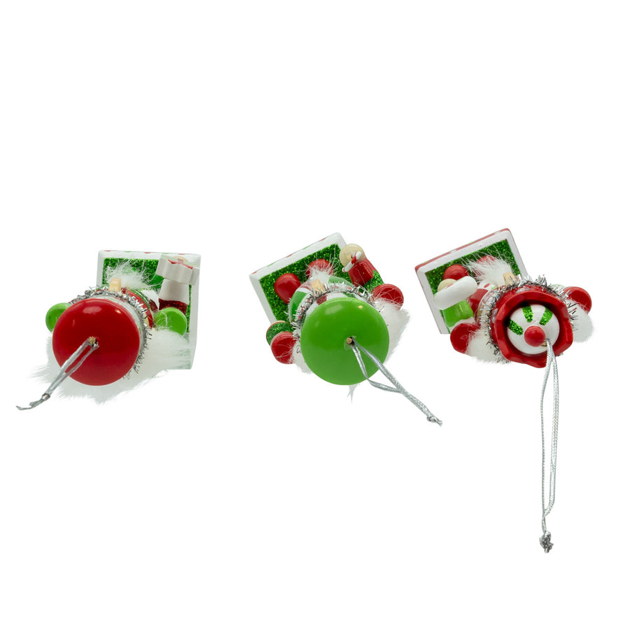 6" Red, Green & White With Stripes & Polka Dots Nutcracker Ornaments