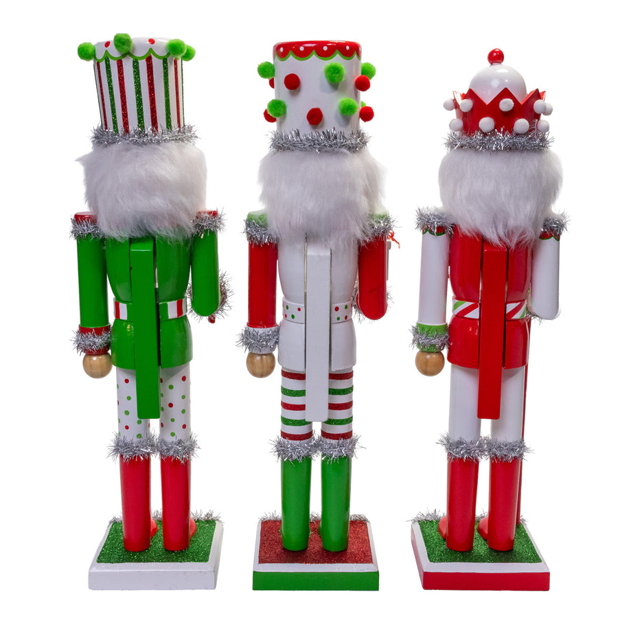 15" Red, Green & White With Stripes & Polka Dots Nutcrackers