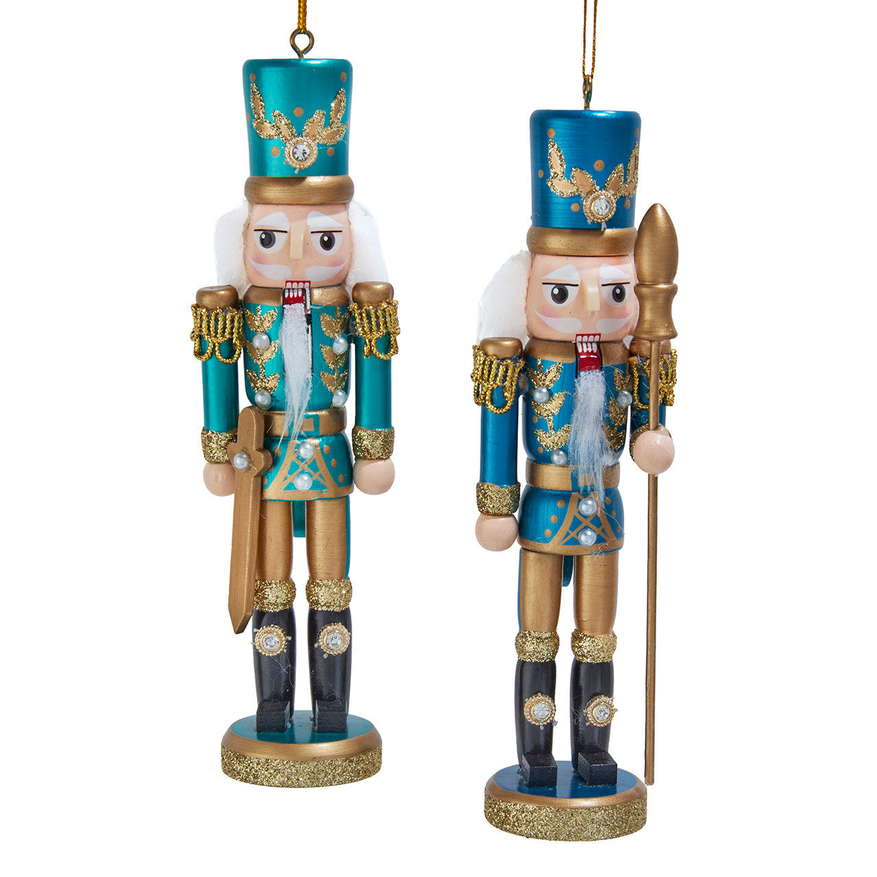 6" Metallic Blue & Green Nutcracker Ornaments