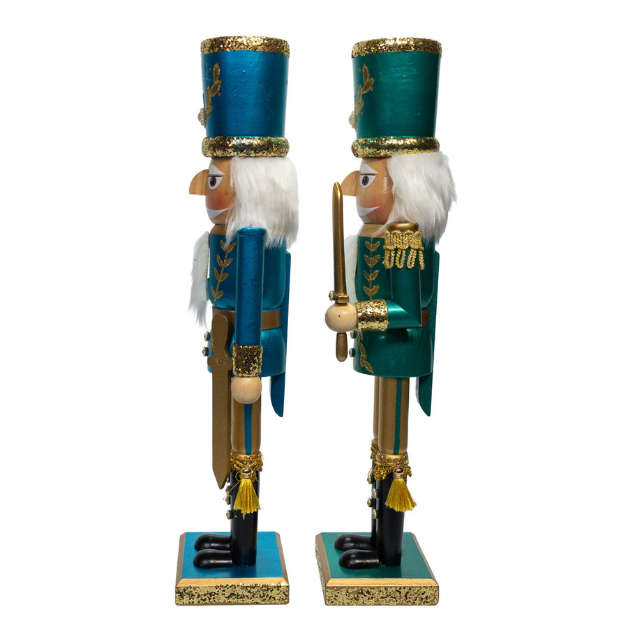 15" Green, Gold & Blue Nutcrackers