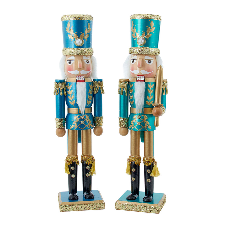 15" Green, Gold & Blue Nutcrackers