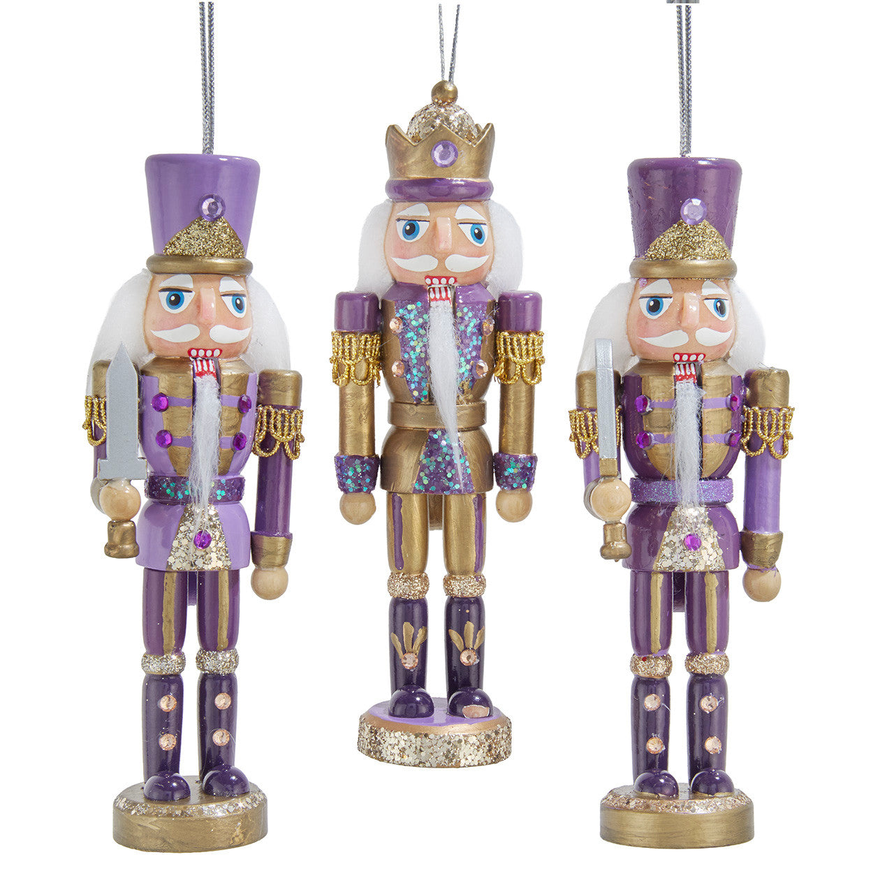 6" Purple & Gold Nutcracker Ornaments