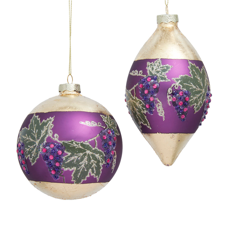 Glass Grape Ball & Drop Ornaments