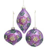 Glass Purple & Gold Ball, Onion & Drop Ornaments