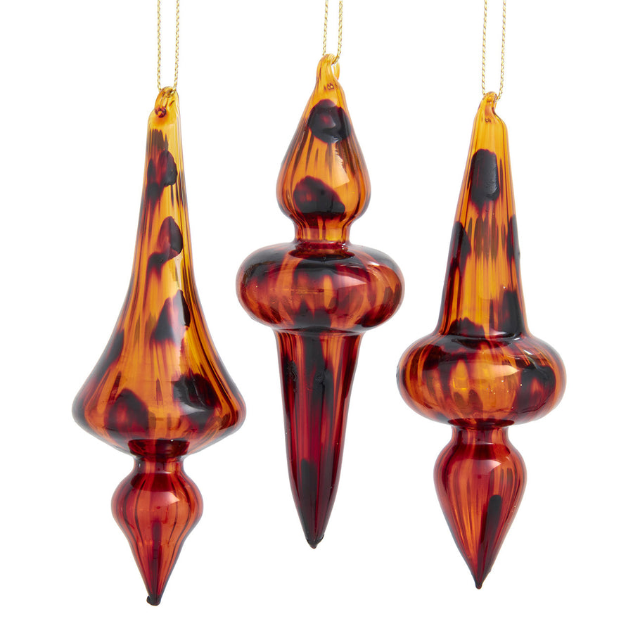 Glass Tortoise Shell Finial Ornaments