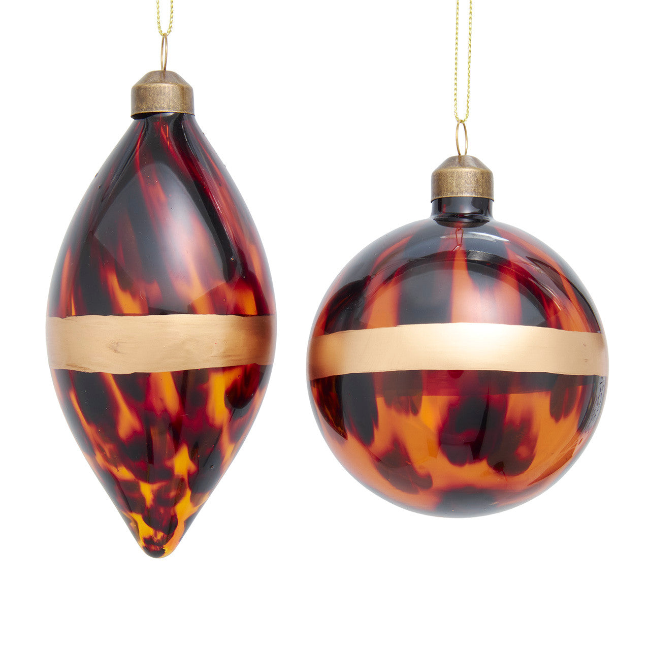 Glass Tortoise Shell Ball & Drop Ornaments