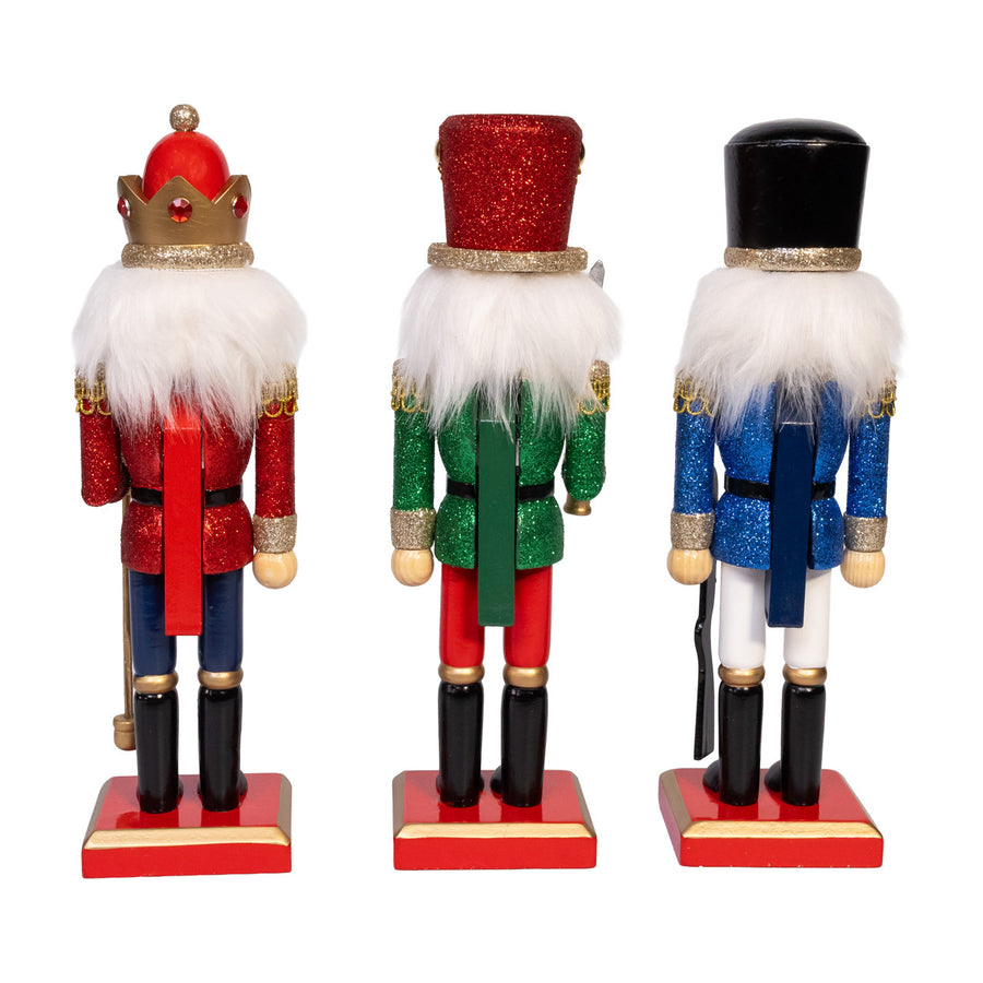 10" Red, Green & Blue Nutcrackers
