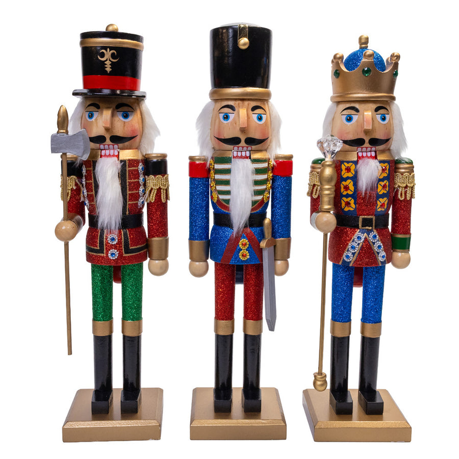 15" Red, Green & Blue Nutcrackers