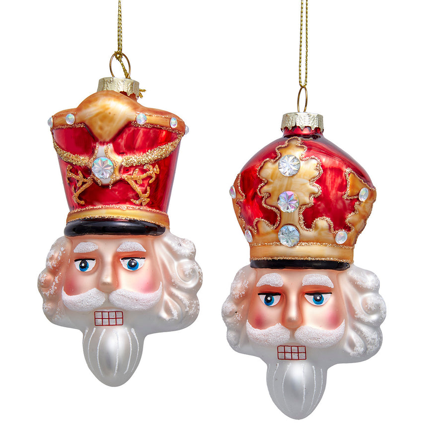 Glass King Nutcracker Head Ornaments