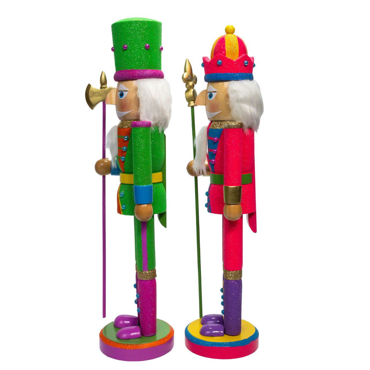 15" Glow-In-The-Dark Pink & Green Nutcrackers