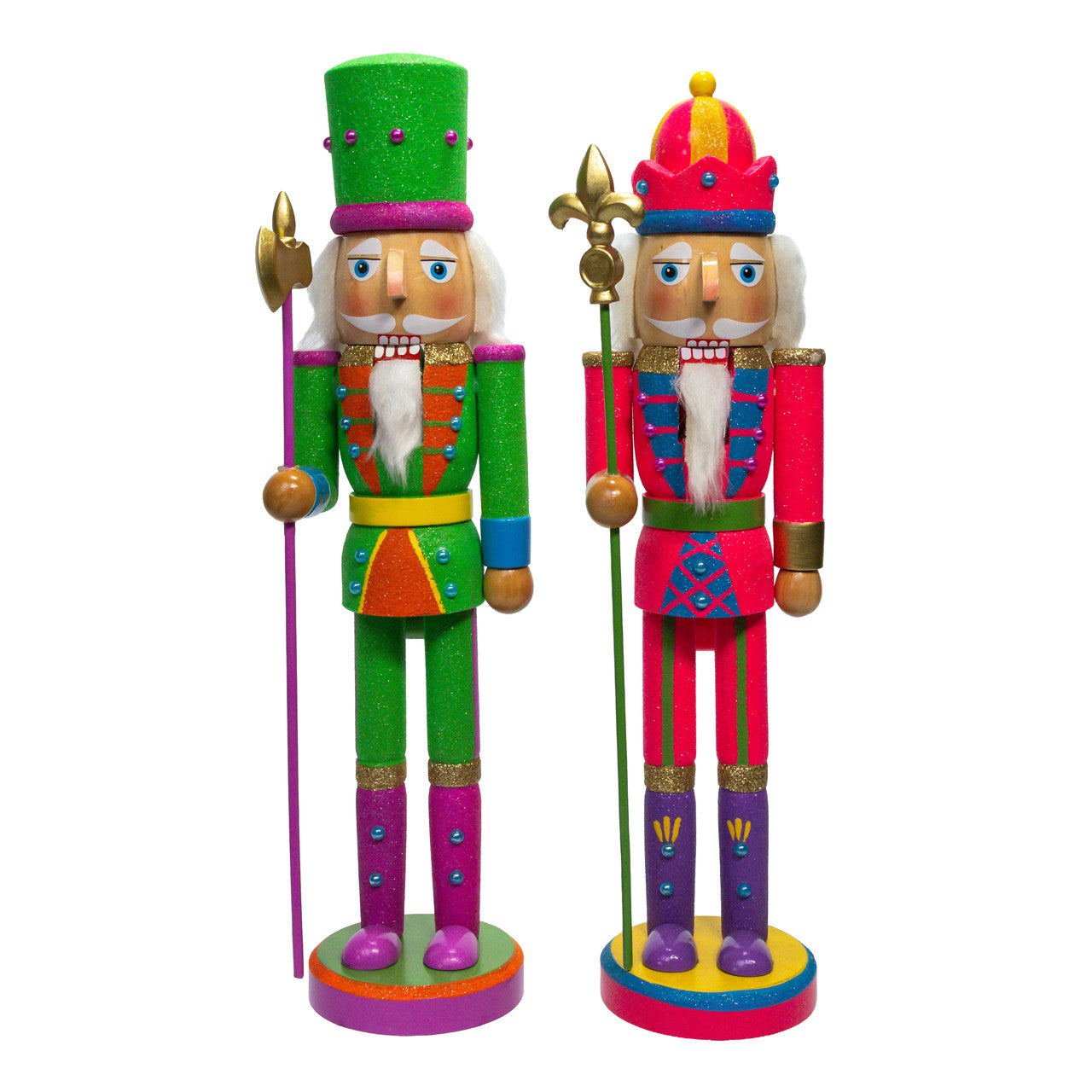 15" Glow-In-The-Dark Pink & Green Nutcrackers