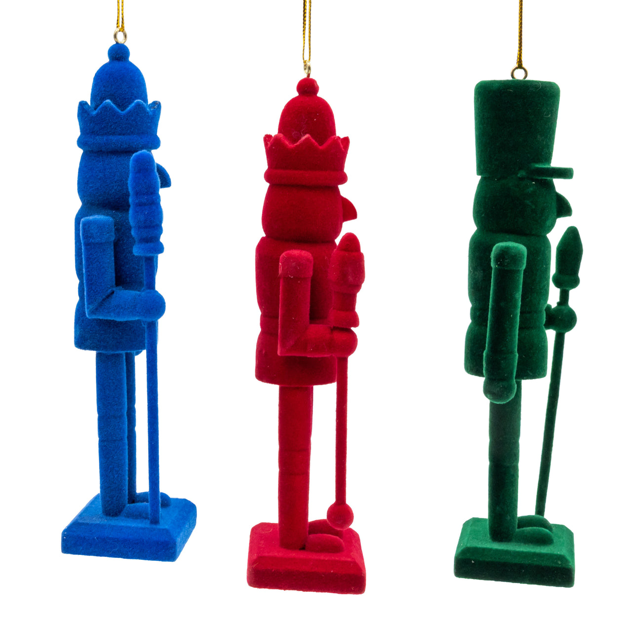 6" Pink, Green, Red & Blue Flocked Nutcracker Ornaments