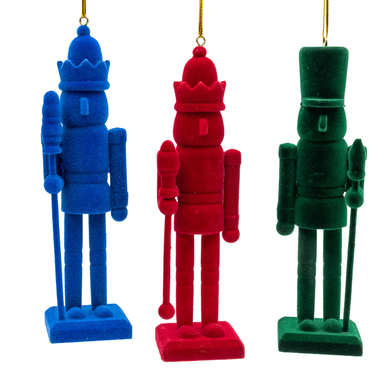 6" Pink, Green, Red & Blue Flocked Nutcracker Ornaments