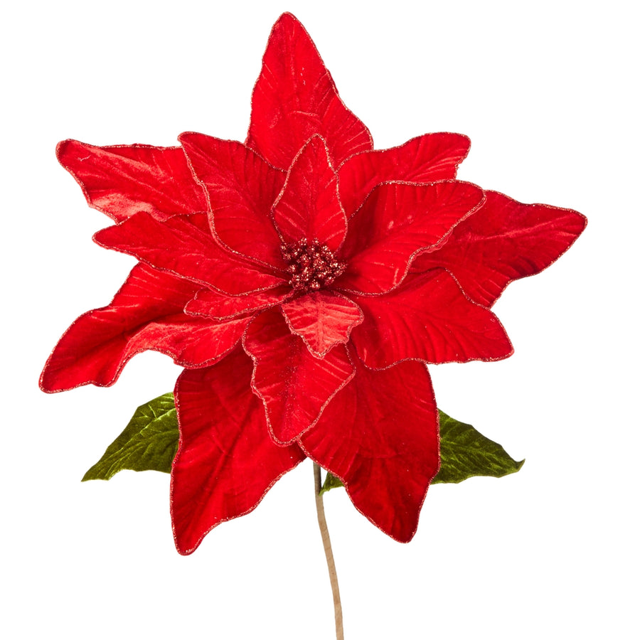32" Red Velvet Poinsettia Stem