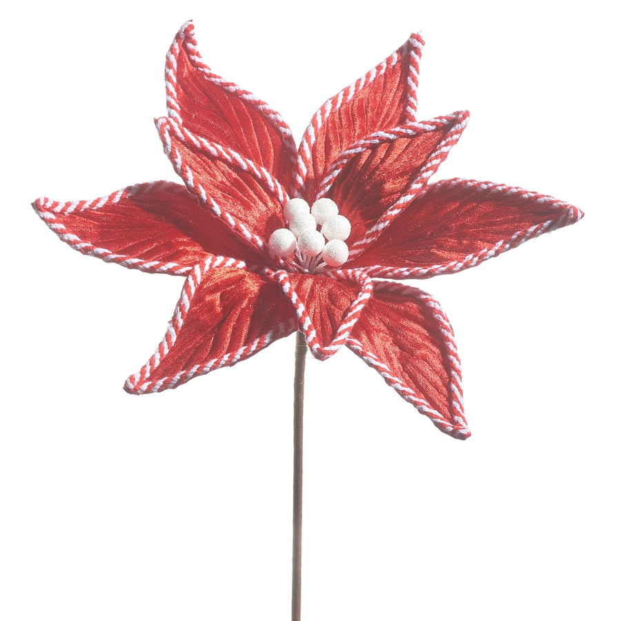 23" Red Velvet Poinsettia Stem