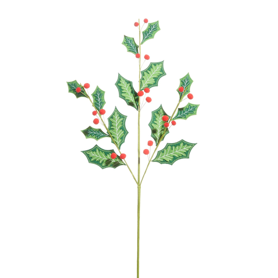 27" Holly Berry Felt Spray