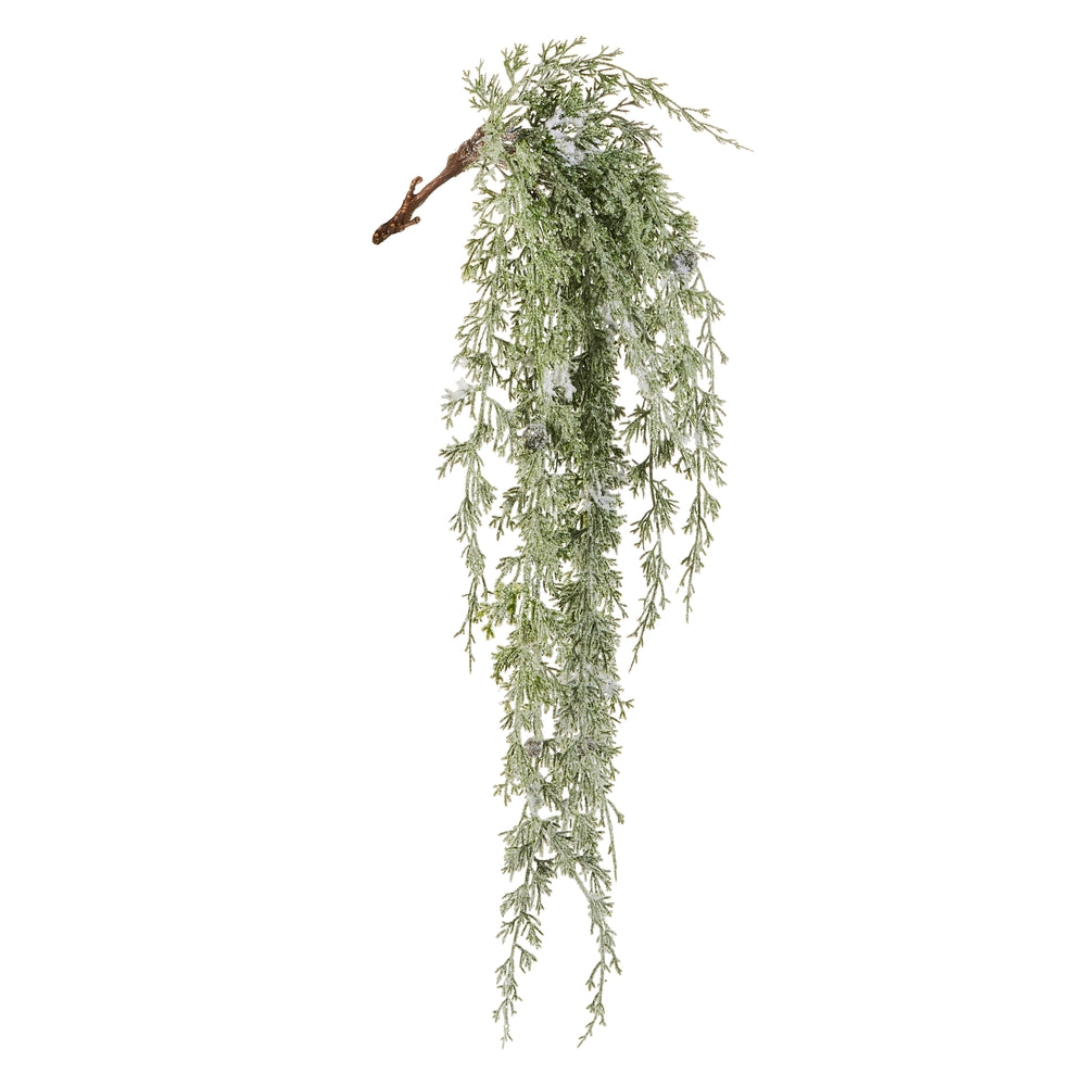 30" Hanging Flocked Cedar Branch in Green
