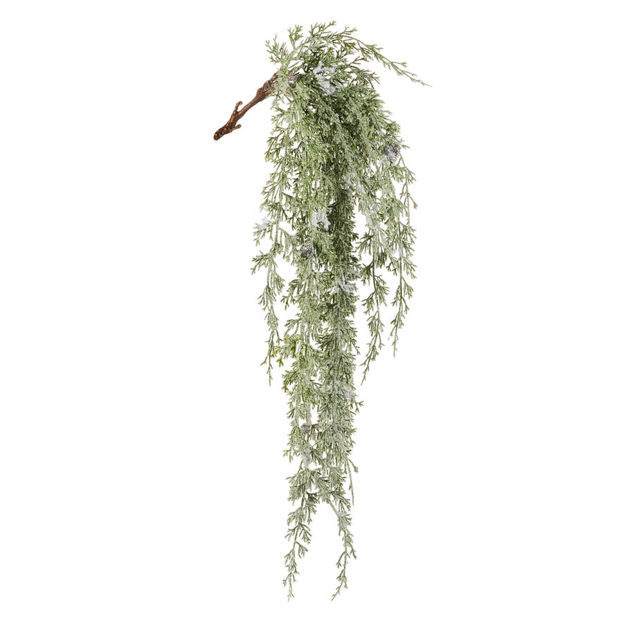 30" Hanging Flocked Cedar Branch in Green