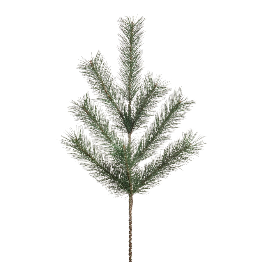30" Glitter Long Needle Pine Spray