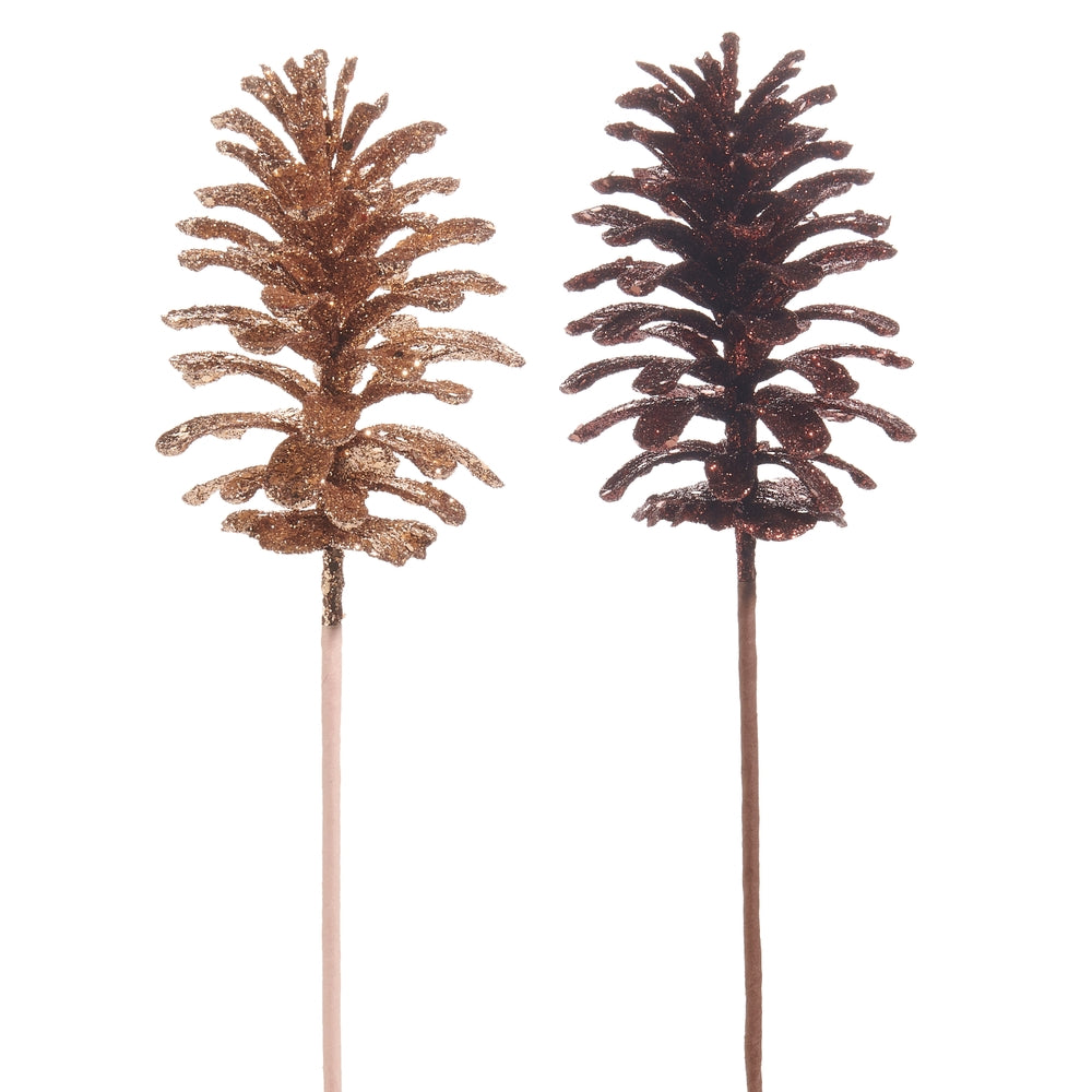 15" Glittered Pinecone Pick