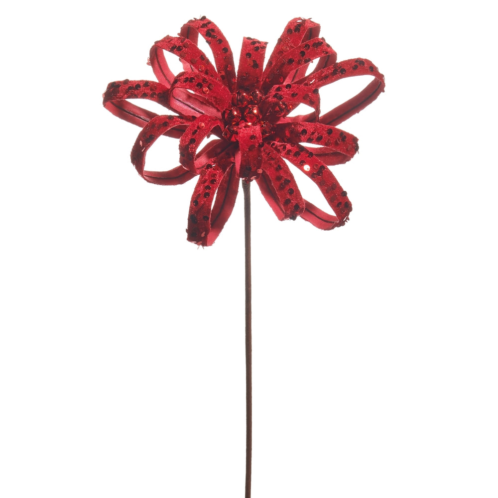 22" Red Glitter Bow Pick