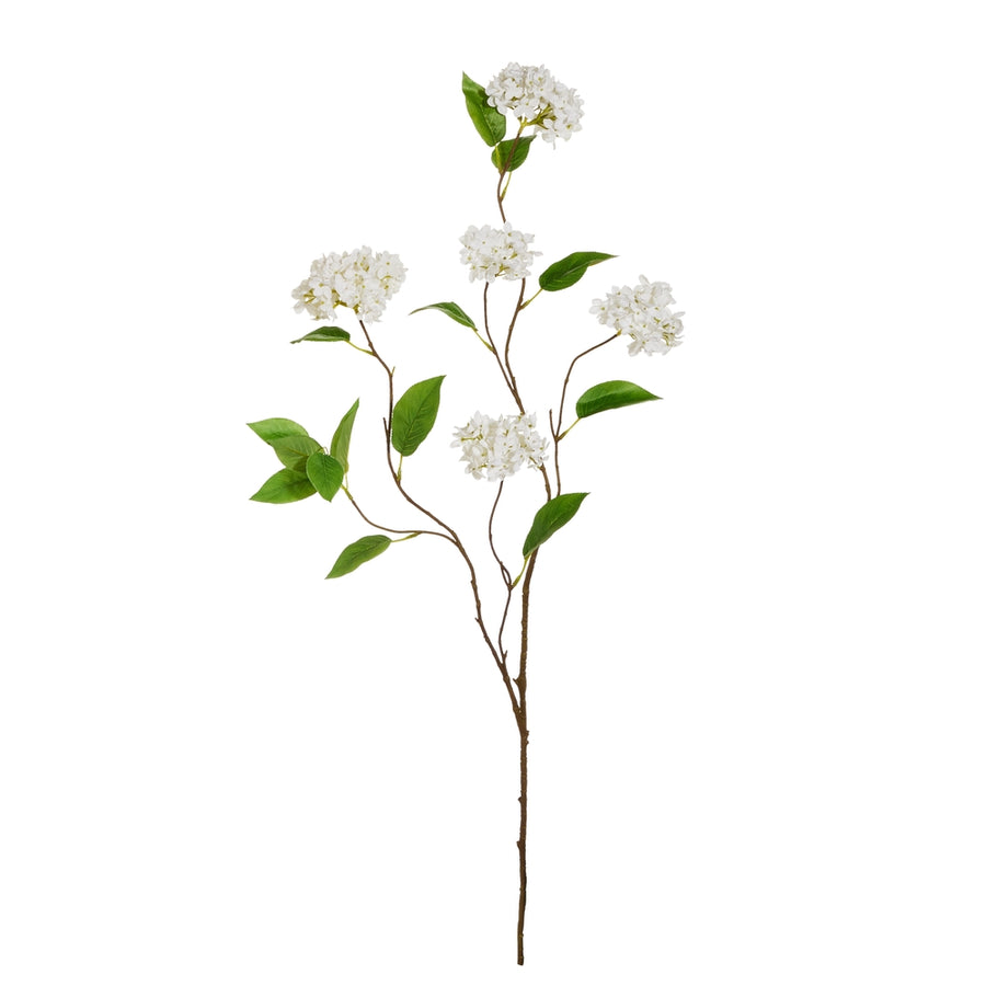 45" White Snowball Hydrangea Branch