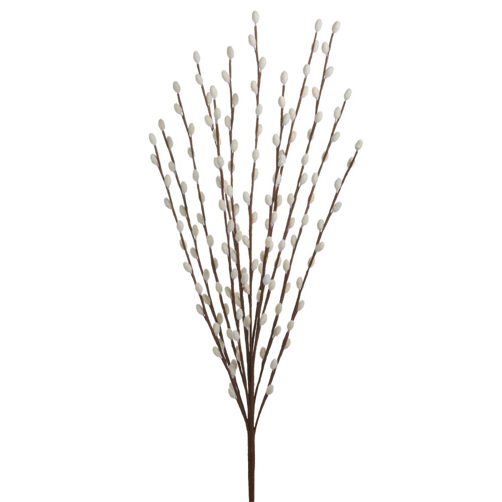 28" White Pussy Willow Branch