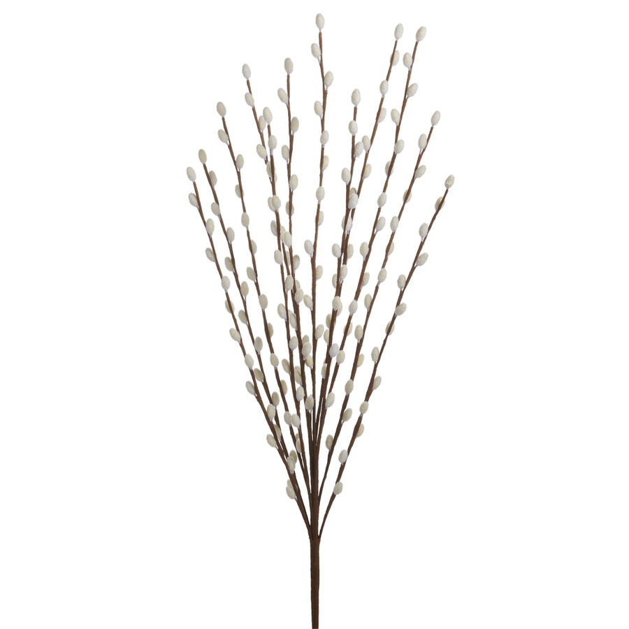 28" White Pussy Willow Branch