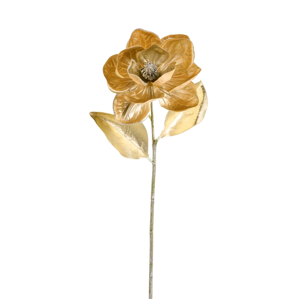 30" Metallic Gold Magnolia Stem