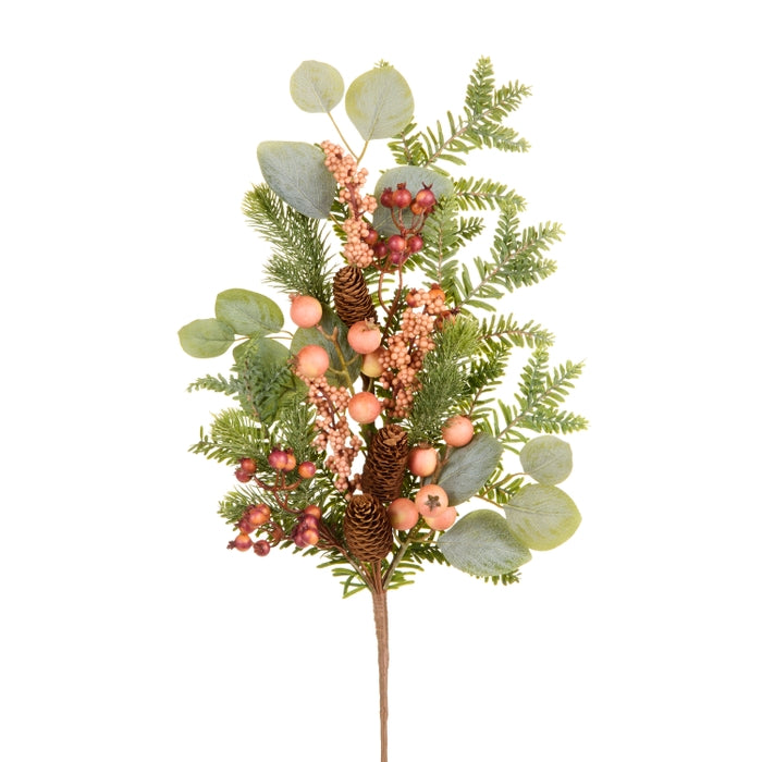 Pink Berry and Eucalyptus Spray 33.5" Made of Styrofoam