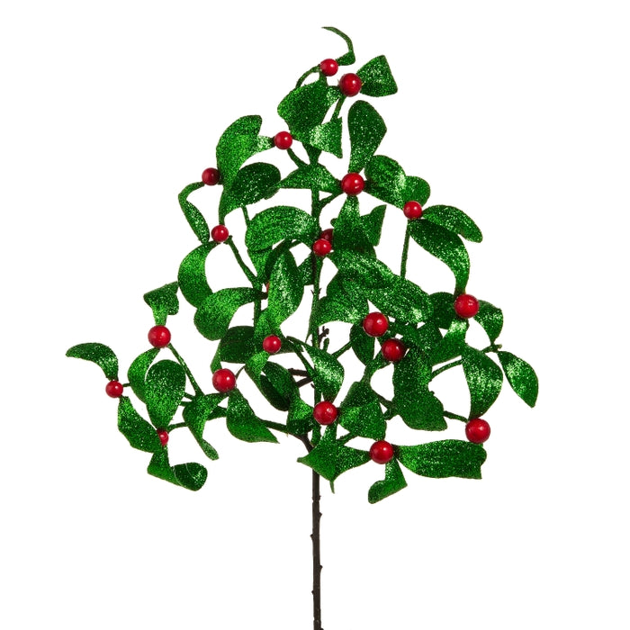 16" Glittered Mistletoe Pick
