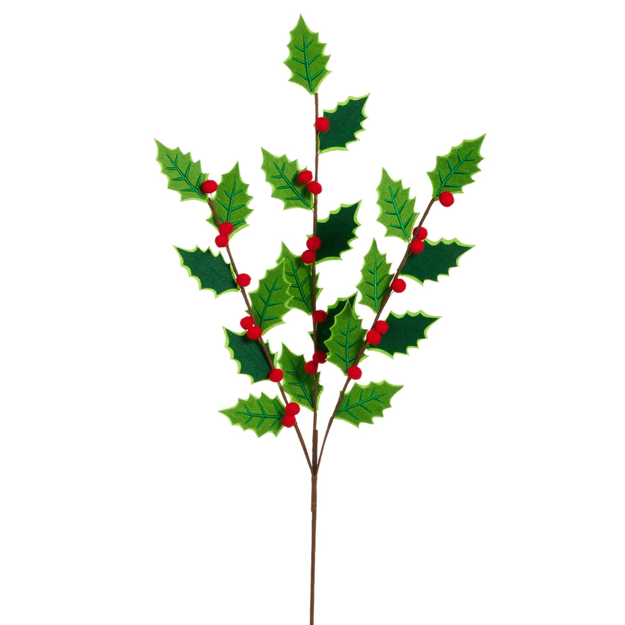 28.5" Felt Holly Spray