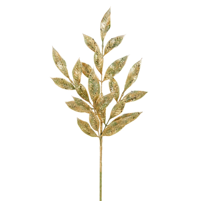 21" Gold Glided Leaf Spray