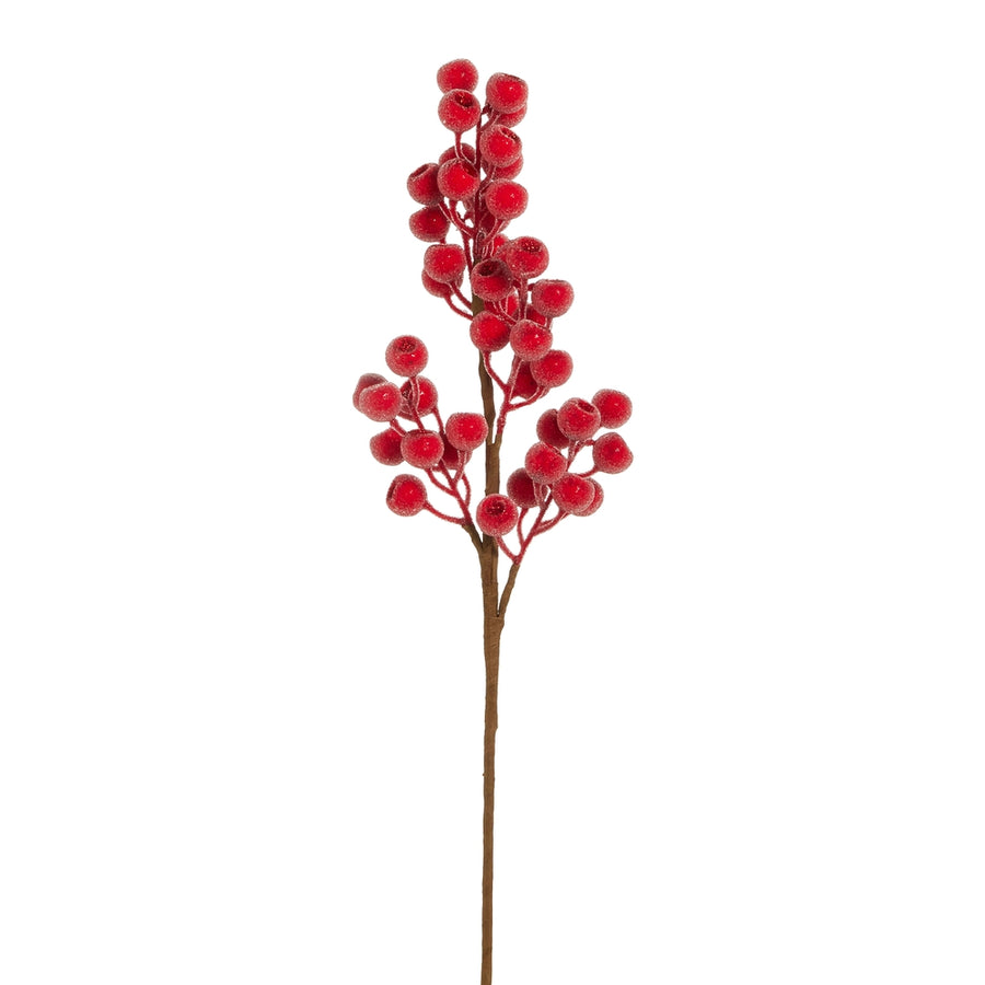 25" Sugared Bright Red Berry Spray