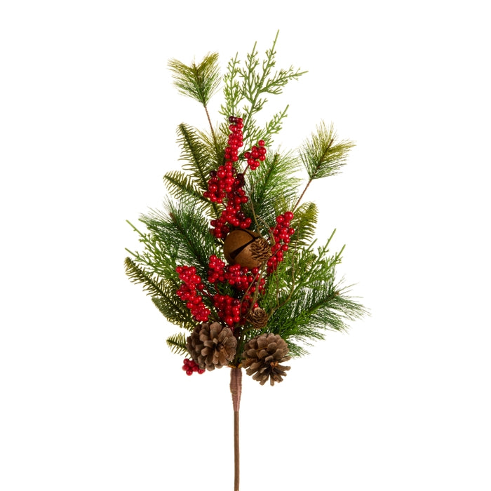 28" Berry, Pinecone, and Bell Spray