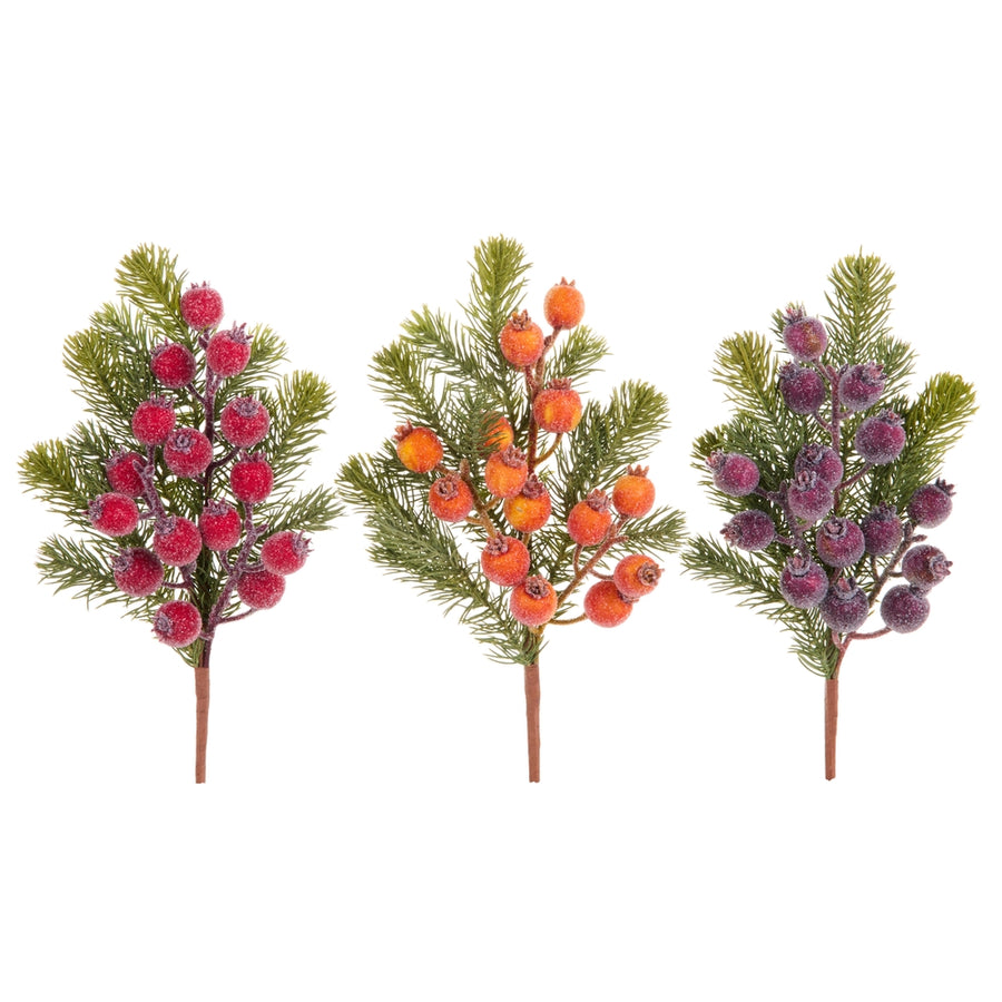 15.5" Iced Berry and Greenery Spray