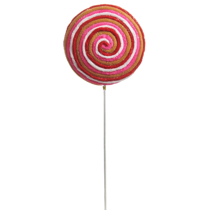 20" Pink, Red and Gingerbread Lollipop Stem