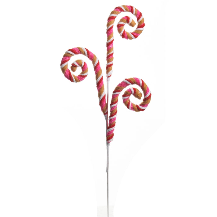 26" Pink, Red and Gingerbread Lollipop Swirly Spray