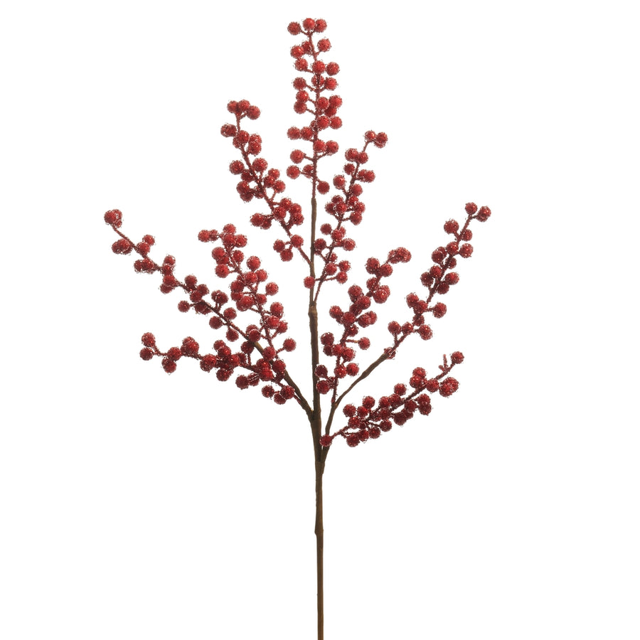 25" Iced Red Berry Spray