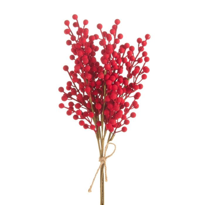 22" Flocked Red Berry Bundle