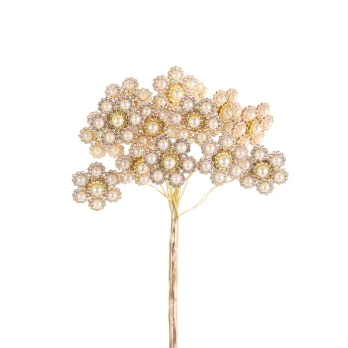 20" Gold and Pearl Floral Pick