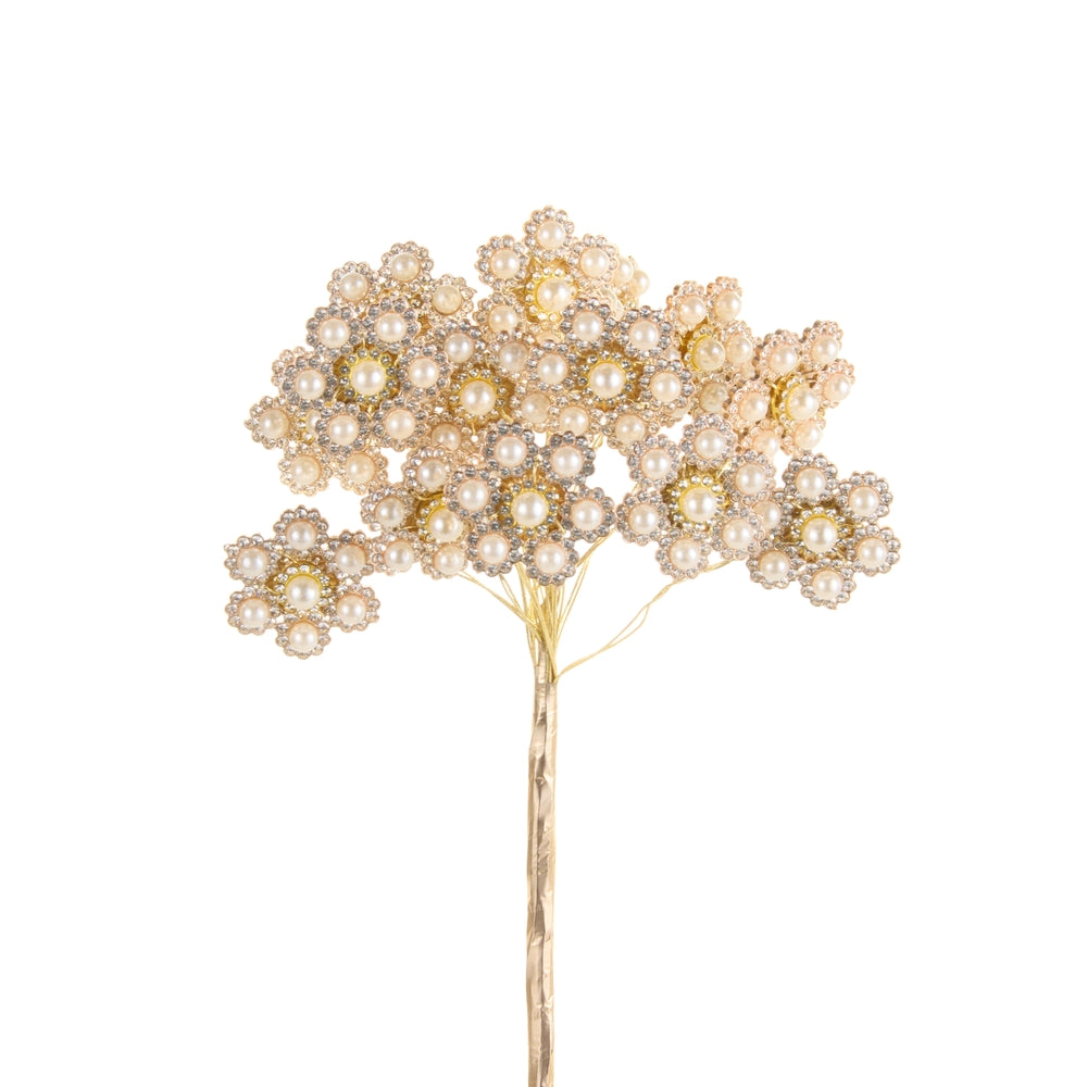 20" Gold and Pearl Floral Pick