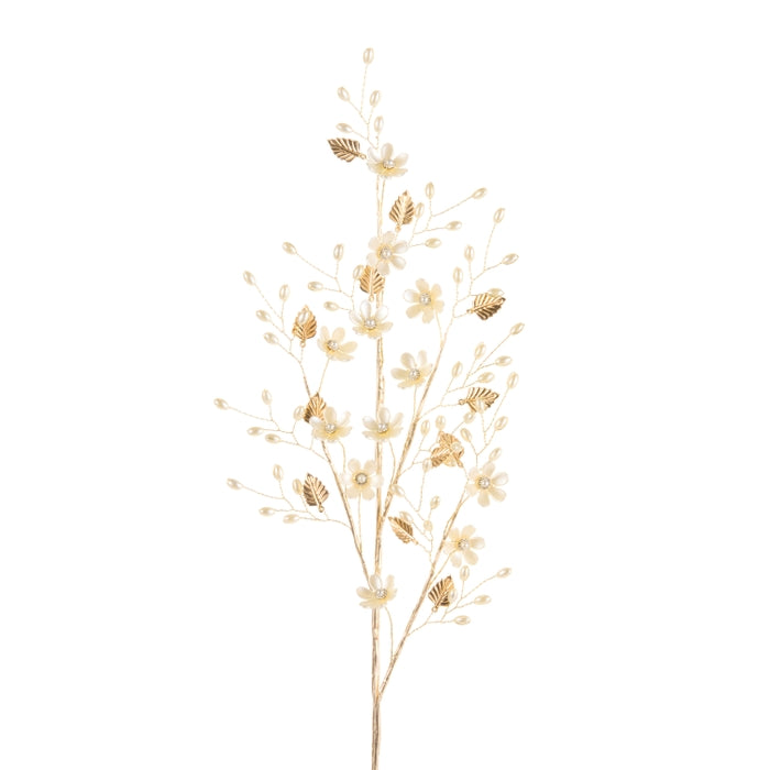 28" Gold and Pearl Floral Spray