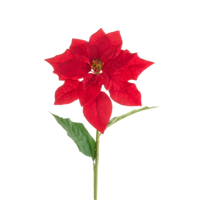 29" Red Poinsettia Bloom Stem