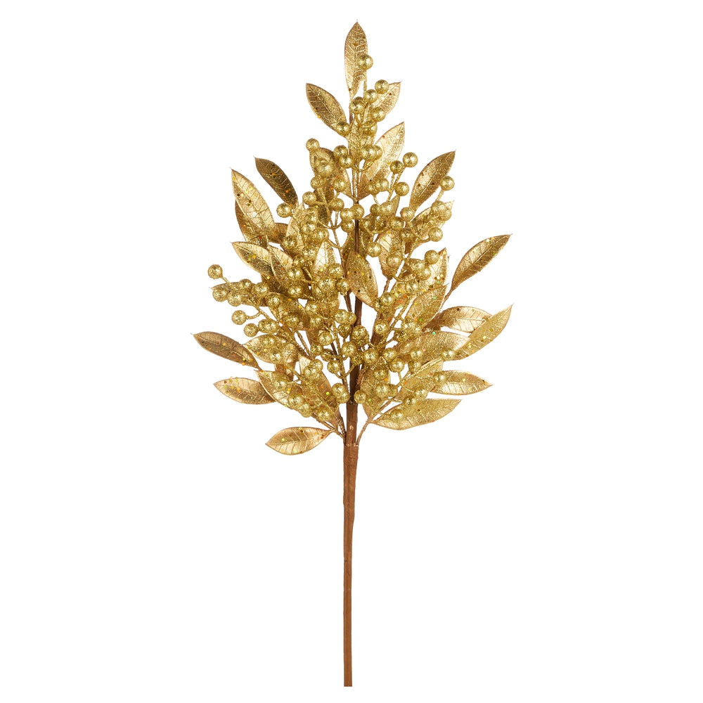 28" Gold Leaf and Berry Spray